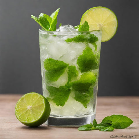 Image of refreshing mocktail or cocktail with mint and lime