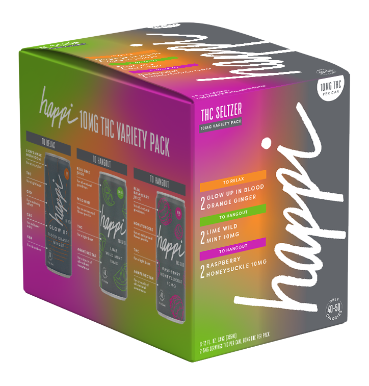 Happi Variety Pack 10mg | THC Seltzer Starter Pack (6 cans