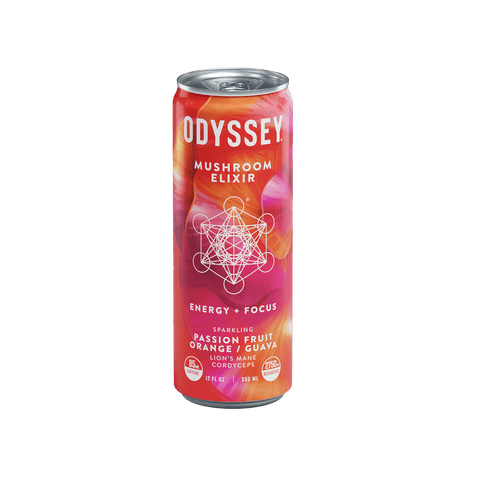 Passion Fruit Orange Guava Sparkling Mushroom Energy Drink 12 Pack by OdysseyElixir