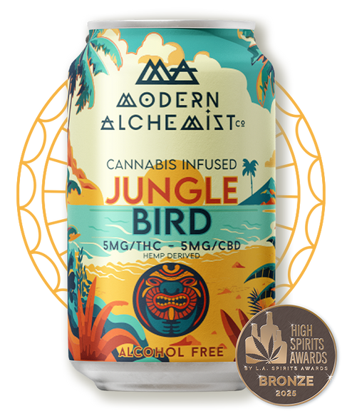 High Spirits 2025 Bronze Award winner Modern Alchemist Jungle Bird Cannabis Infused Mocktail. Alcohol free.