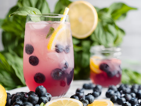 blueberry basil lemonade mocktail