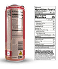The back of a Drinkin’ Buds Rum Punch Double Shot can, displaying the nutrition facts, ingredients list, a QR code for more details, and warnings including a 21+ age restriction and THC content symbol.
