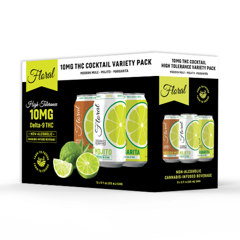 12-can cocktail variety pack with 10mg THC per can – assorted cannabis-infused drink flavors for a premium experience