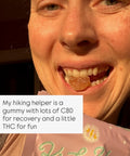 Person holding a gummy with CBD and THC