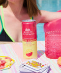 Berry Lemon Fizz Modern Alchemist Cannabis Infused Mocktail by the pool. Alcohol free. 