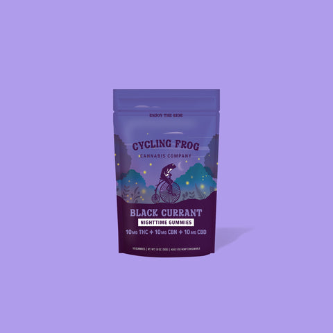 Black Currant Nighttime Gummies, 10mg THC + 10mg CBN + 10mg CBD