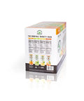 he image shows the back of the "Drinkin' Buds Beverages" THC Cocktail Variety Pack, detailing Nutrition Facts for each flavor: Rum Punch, Margarita, Spiked Lemonade, and Mai Tai. It includes THC warnings and "Powered by SōRSE" branding.