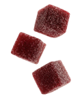 Three red Happly gummy cubes 