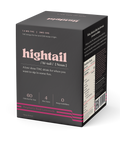A boxed product labeled 'Hightail' which is a low dose THC drink, sweet-tart raspberry and zesty lemon with basil, and 60 ml as the serving size with 1.5 mg of THC.